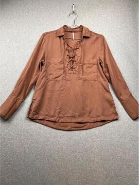 Free People Blouse Womens Size XS Lace Up Festival Under Your Spell Boho